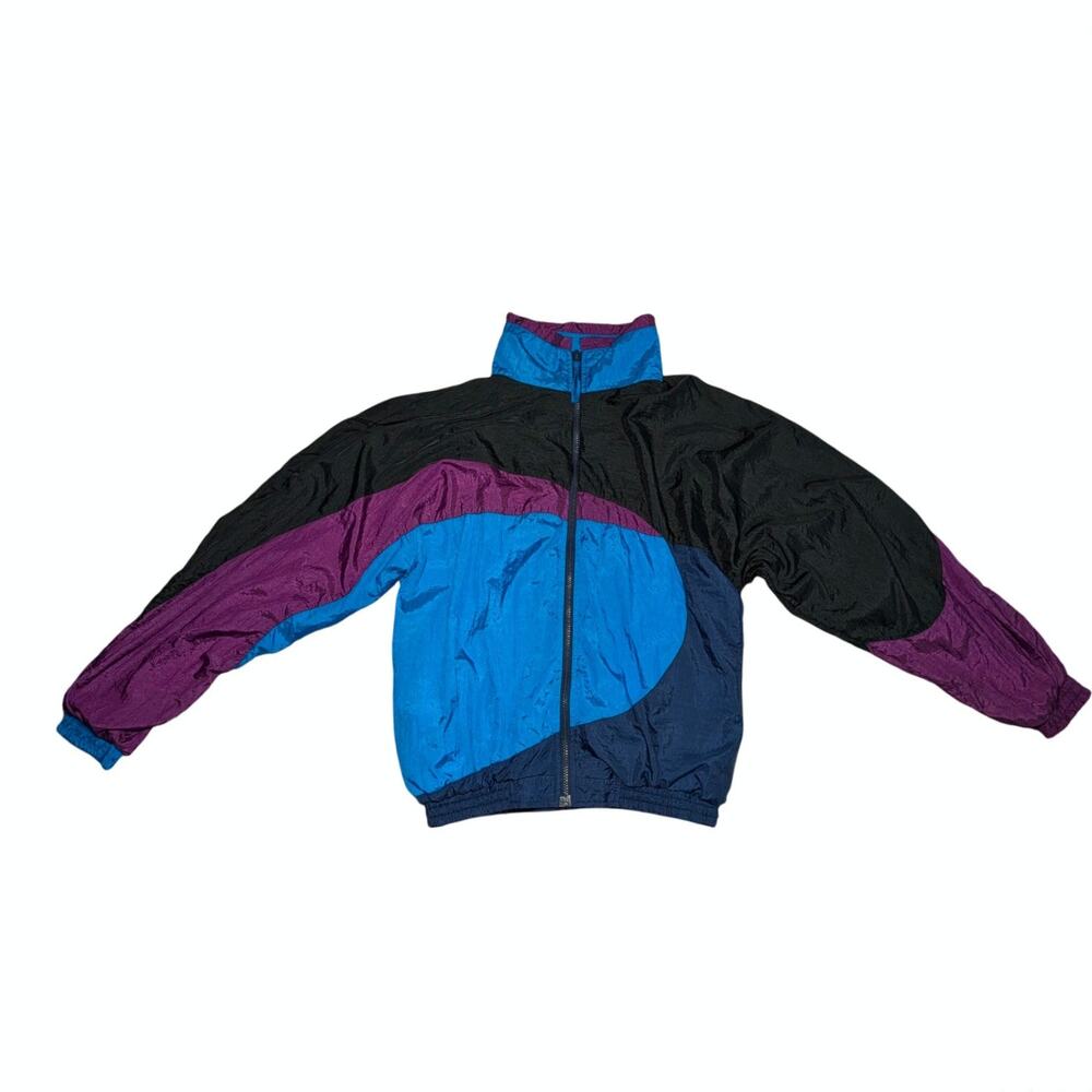 VTG 80s 90s Turnpoint Sports Colorblock Nylon Windbreaker Jacket Medium Retro